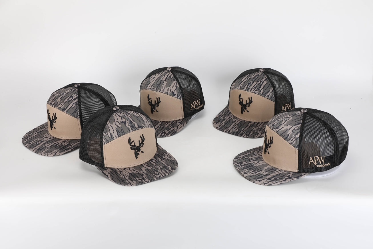 Deer 7 Panel Hardwoods AFW Style w- 3 D Puff and Black Mesh