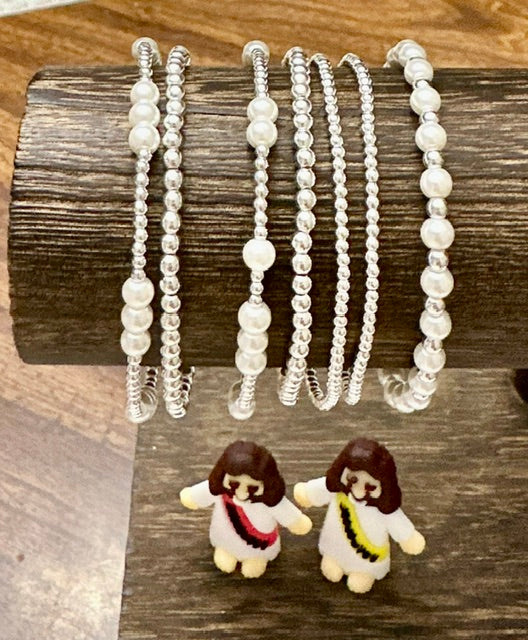 Miss Duchess Sterling Silver Pearl Bead Bracelet