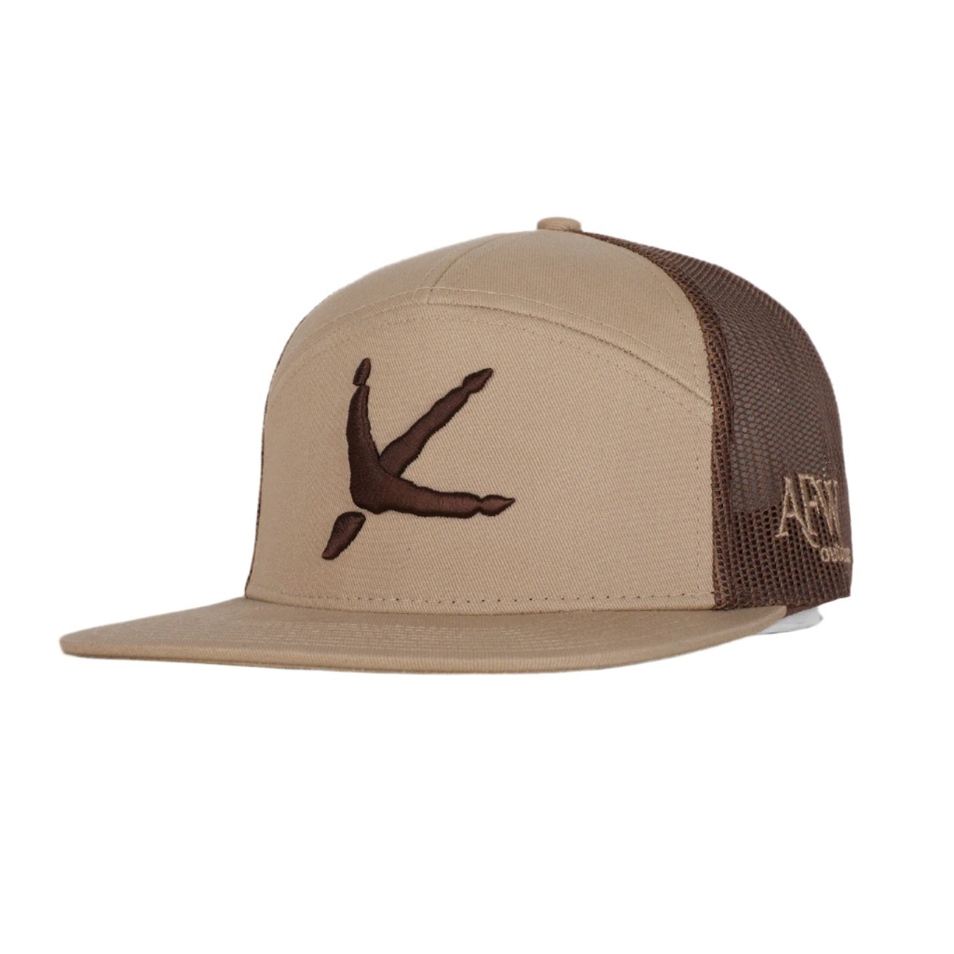 7 Panel Trucker Khaki / Coffee Turkey Tracks Logo