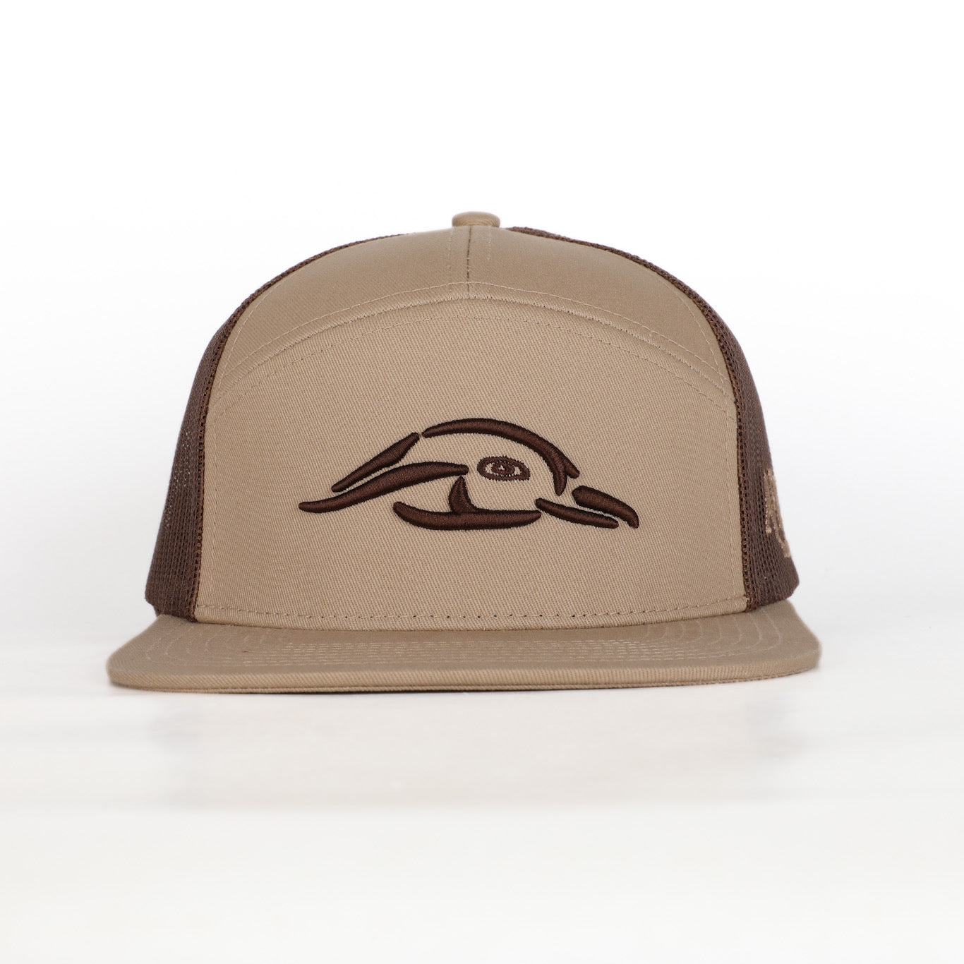 7 Panel Trucker Khaki / Coffee 3D Puff Duck Logo