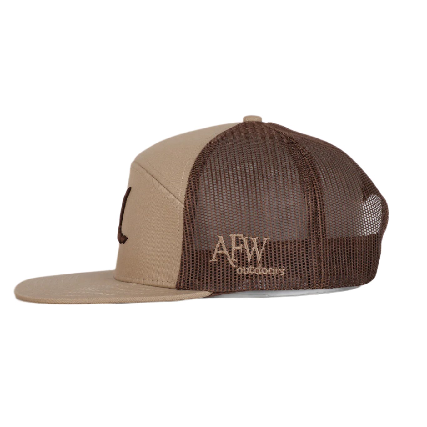 7 Panel Trucker Khaki / Coffee Turkey Tracks Logo