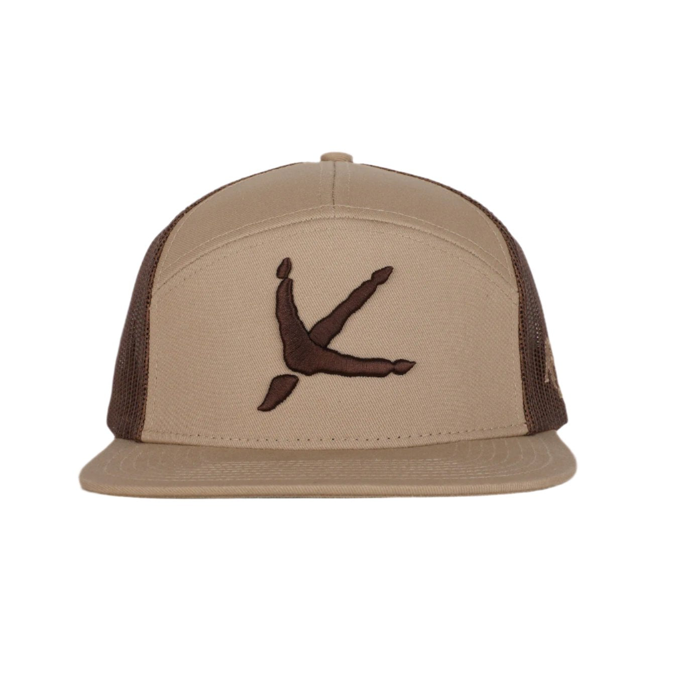 7 Panel Trucker Khaki / Coffee Turkey Tracks Logo