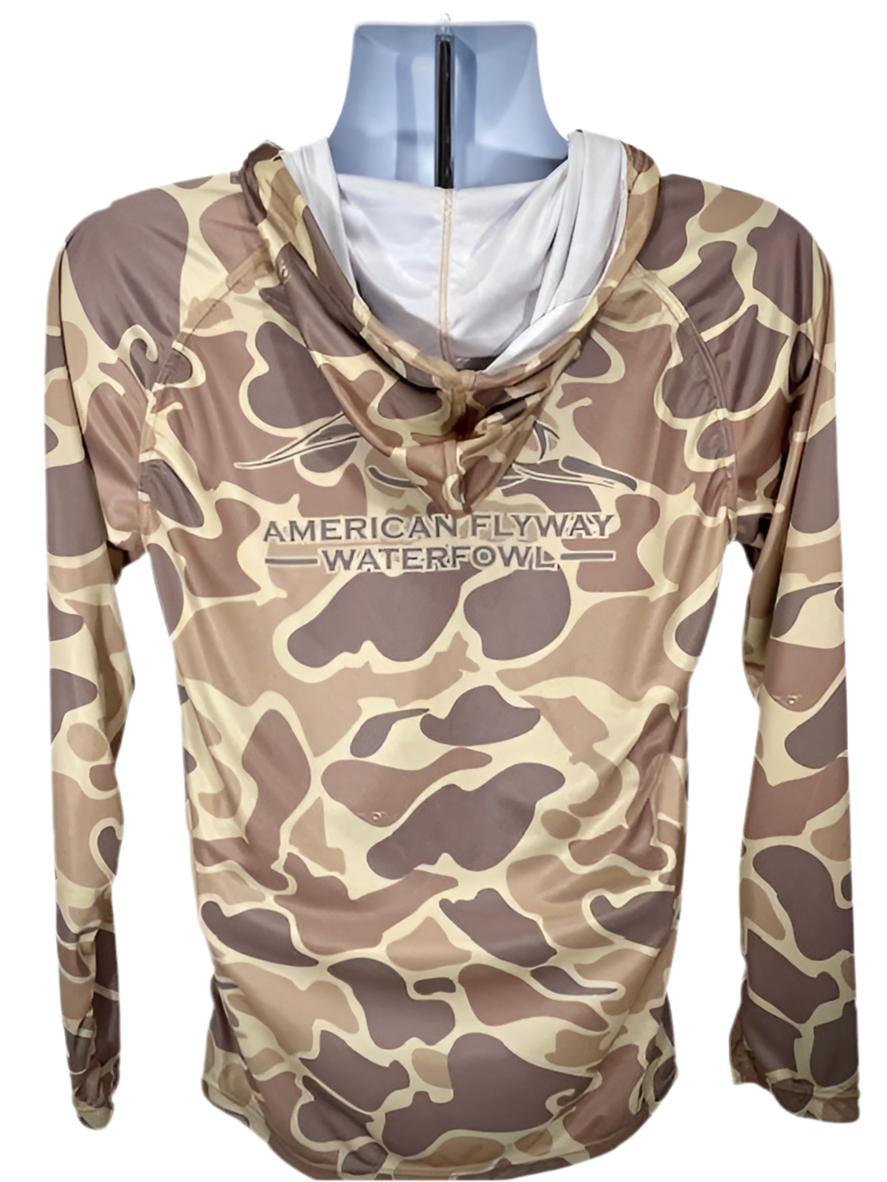 Brown OSC Lightweight Performance Shirt with Hood and Flat Draw String