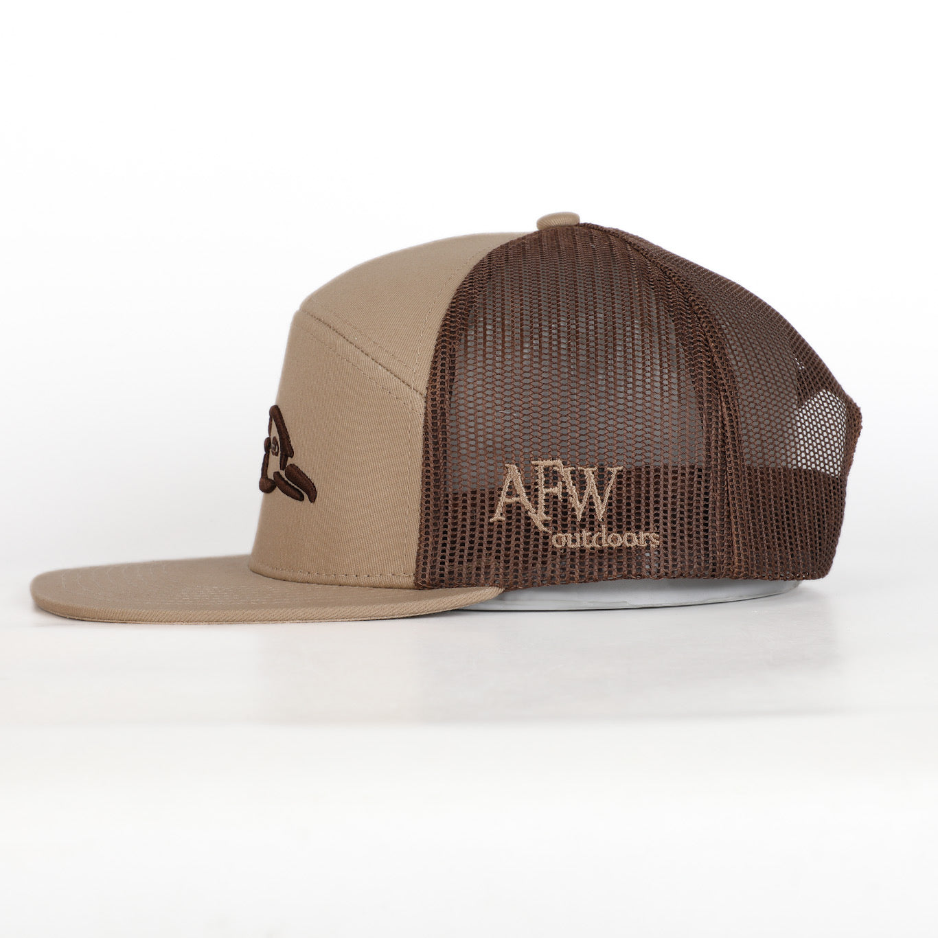 7 Panel Trucker Khaki / Coffee 3D Puff Duck Logo