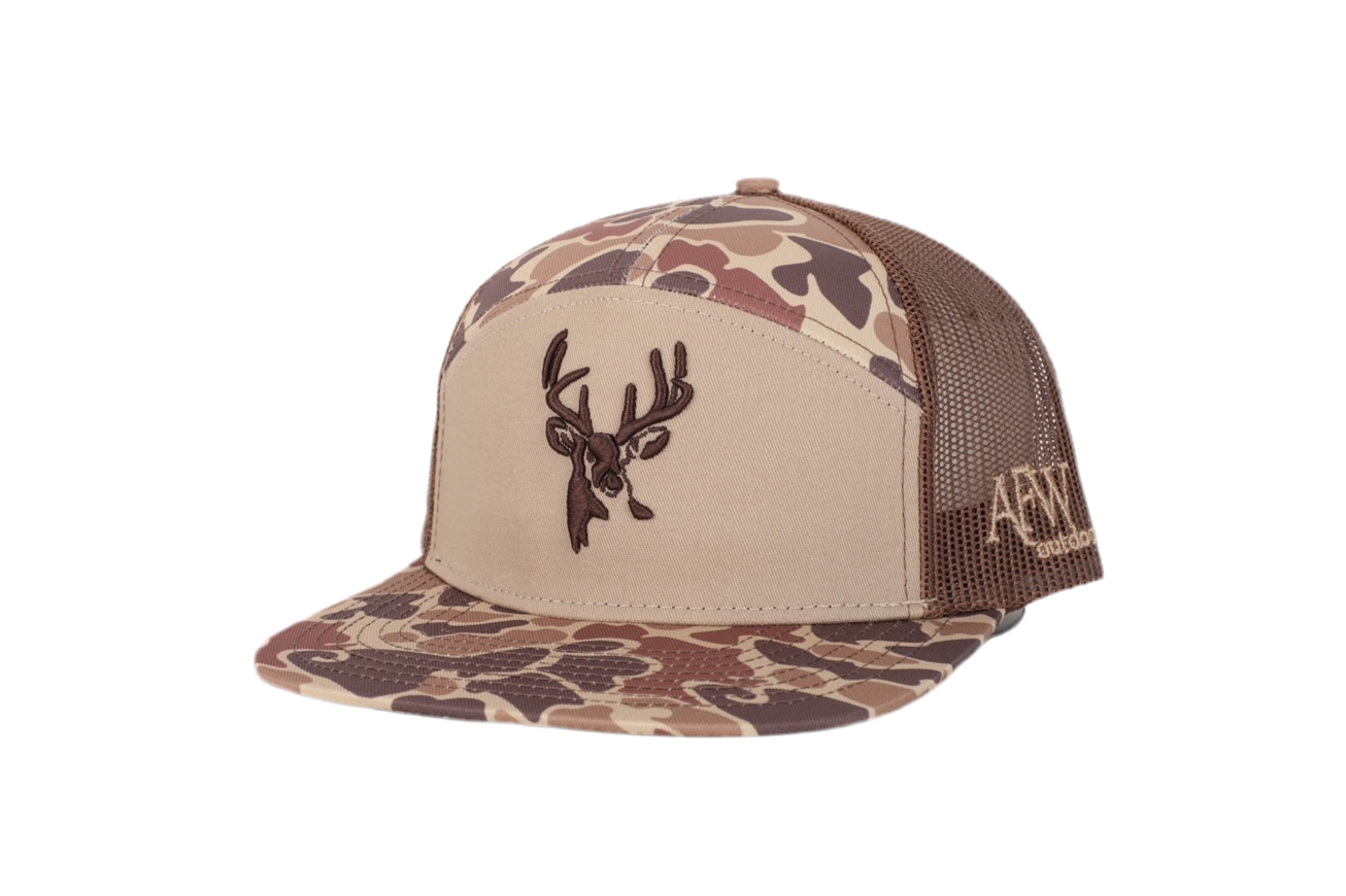 Deer 7 Panel Brown Old School AFW Style w- 3 D Puff and Brown Mesh