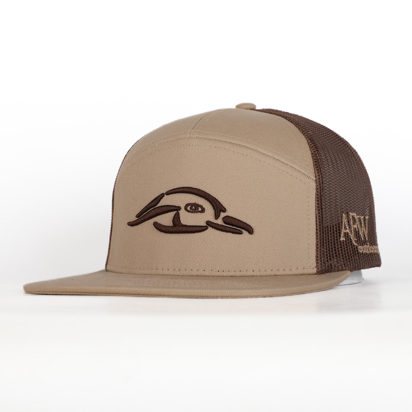 7 Panel Trucker Khaki / Coffee 3D Puff Duck Logo