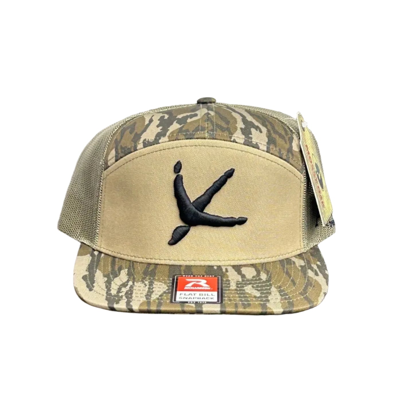 Turkey Tracks Logo 7 Panel Mossy Oak Bottomland