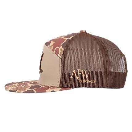 Youth 7 Panel Old School Camo 3 D Puff Turkey Tracks w Brown Mesh