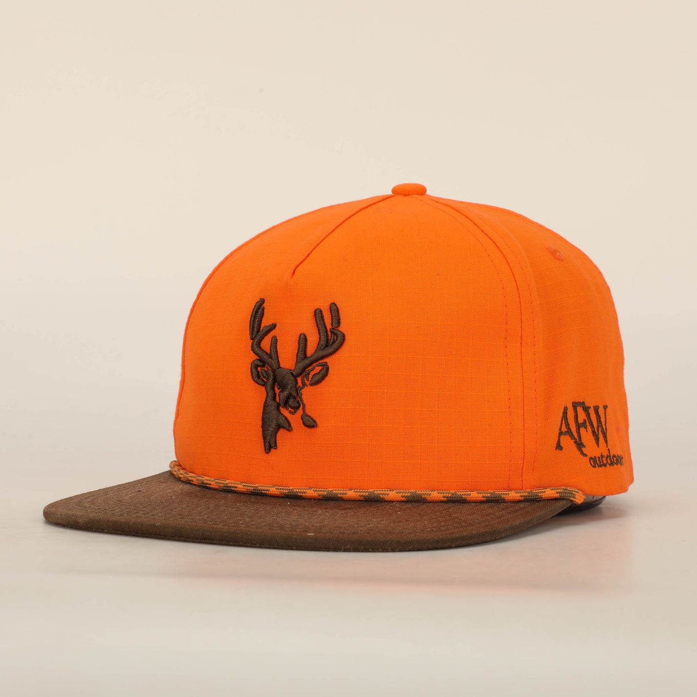 BLAZE ORANGE AND BROWN RIPSTOP PUFF DEER ROPE HAT – American Flyway ...