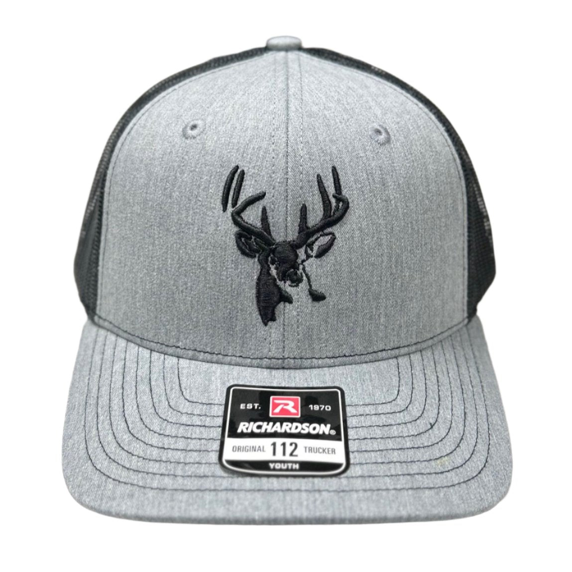 Youth 112Y AFW Buck Logo Heather Grey - Black Mesh Back