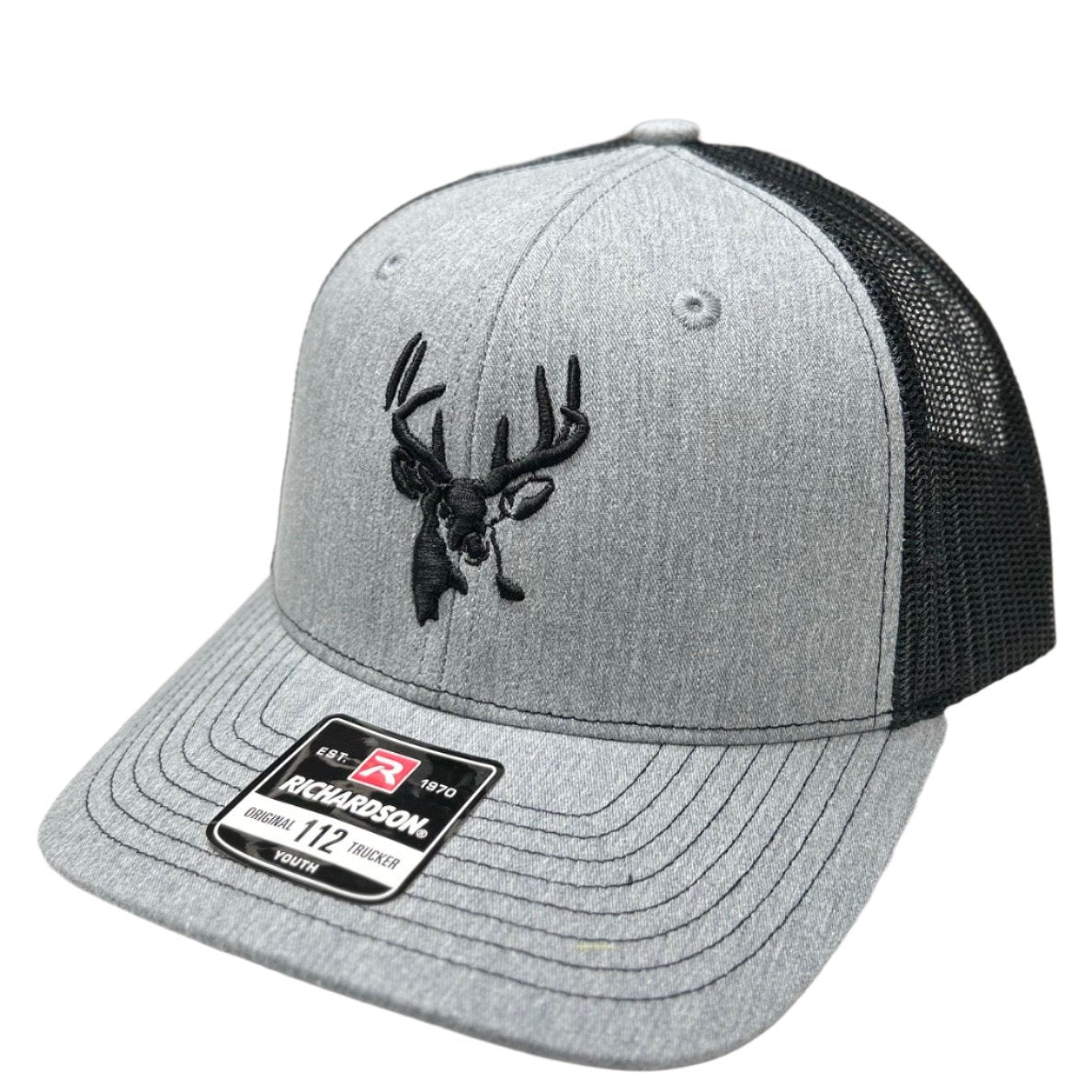 Youth 112Y AFW Buck Logo Heather Grey - Black Mesh Back