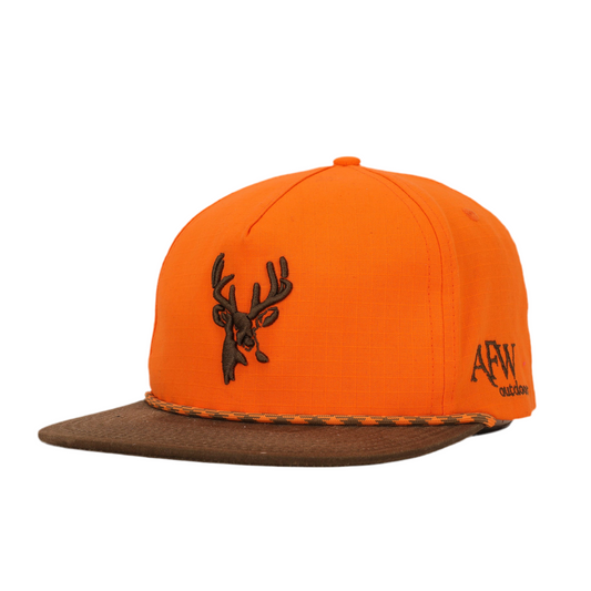 Blaze Orange and Brown Ripstop Deer Rope Hat