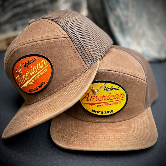 7 Panel Upland Patch Waxed Chesapeake Cap - Brown Mesh