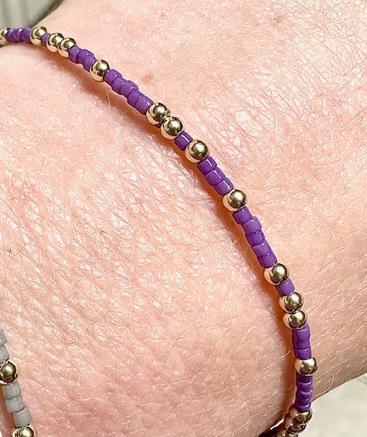 14K Gold Filled and Purple Color Seed Bead