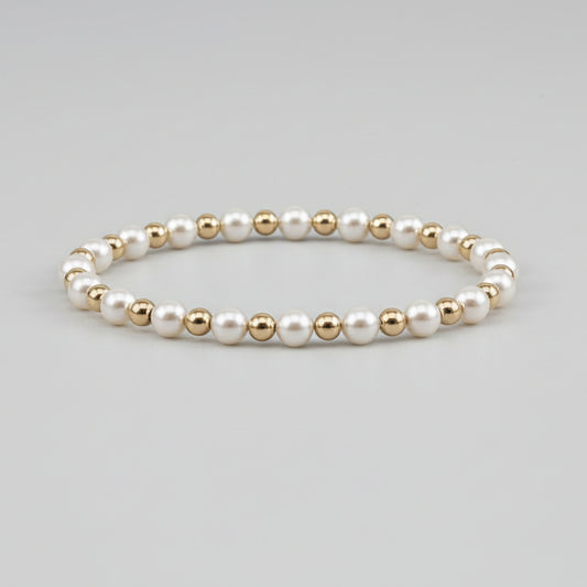 14K Gold Filled 2.5mm Gold Filled & 4mm Pearl Bead Bracelet