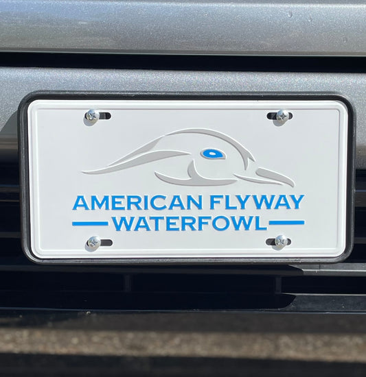 White / Blue Eye AFW Logo License Plate