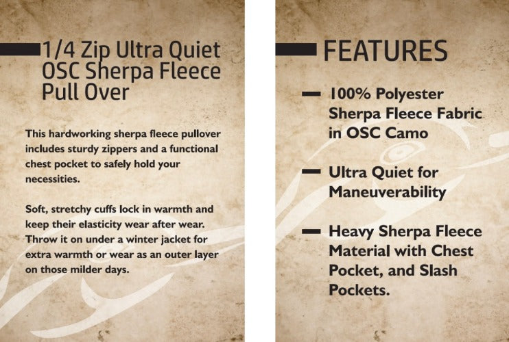 AFW 1/4 Zip Ultra Quiet OSC Sherpa Fleece Pullover