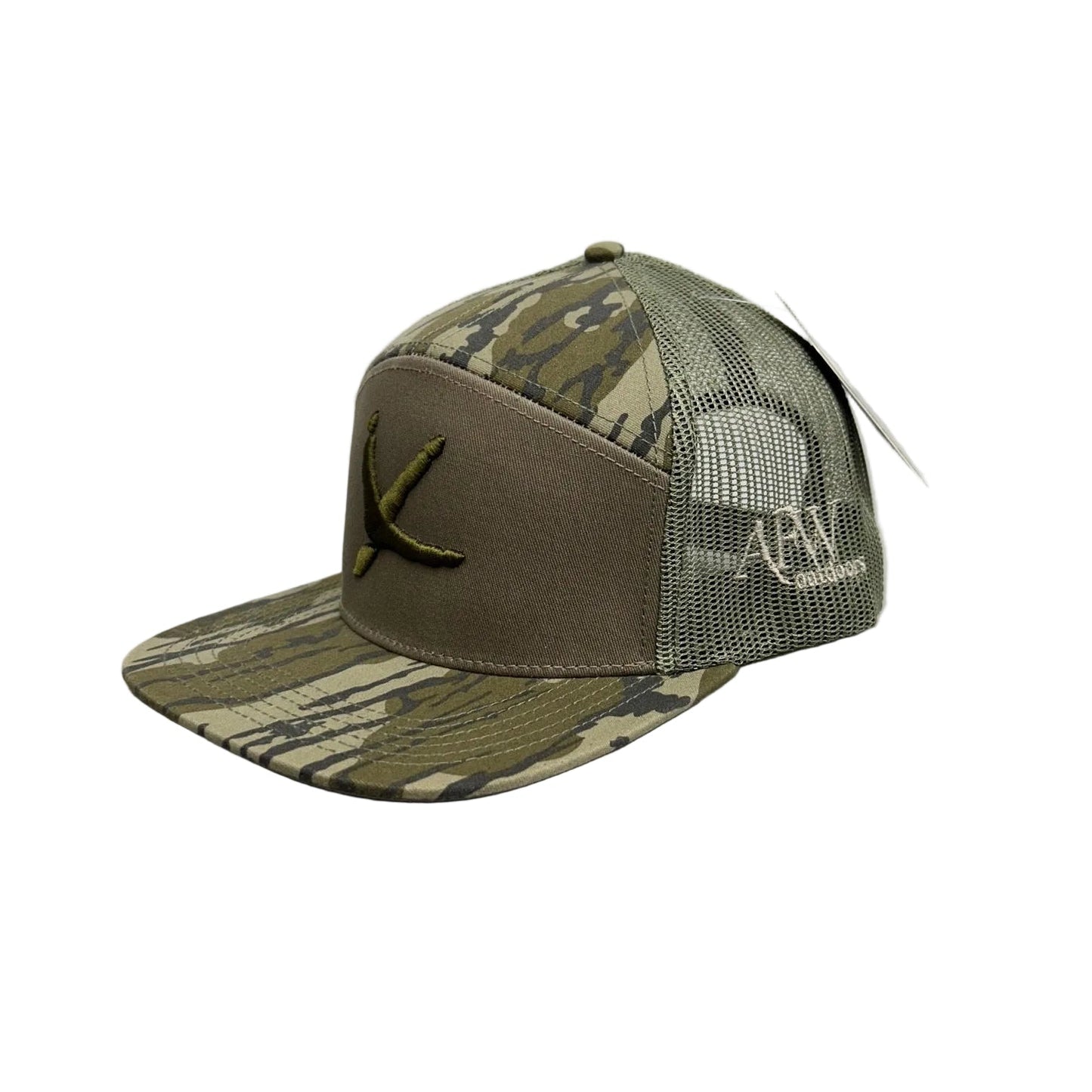 Turkey Tracks Logo 7 Panel Mossy Oak Bottomland and Olive