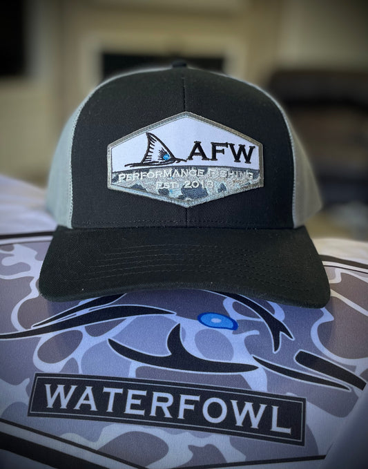 AFW Fishing Patch Hat - Black/Grey Snapback Trucker