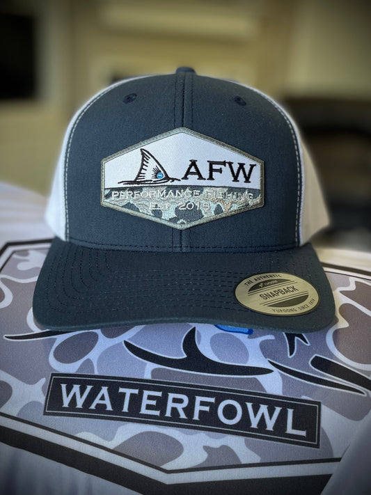 AFW Fishing Patch Hat - Navy/ White Snapback Trucker