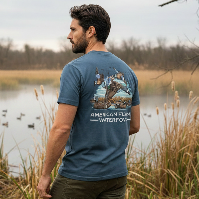 Blue Wing Teal Tee - Duck Camp Setting
