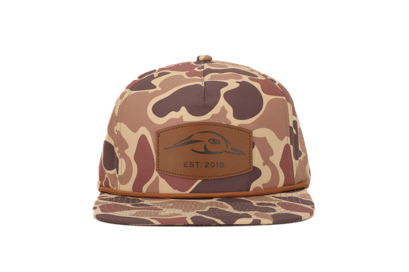 Leather Patch Brown Old School Camo Vintage Rope Old School Hat