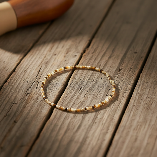 Miss Honey Butter bracelet on rustic wood with duck call