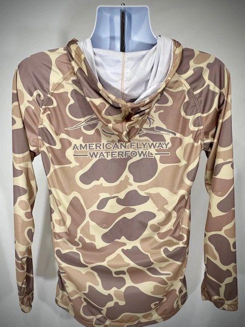 Brown OSC Lightweight Performance Shirt with Hood and Flat Draw String