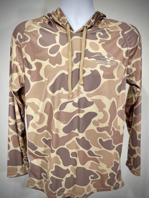 Brown OSC Lightweight Performance Shirt with Hood and Flat Draw String