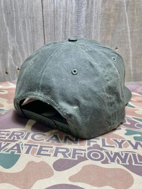 Leather Patch Dark Olive Waxed Cap 7 Panel Snapback