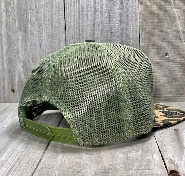 7 Panel Old School Cap w- Green Trim Patch and Green Mesh – American Flyway  Waterfowl